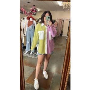 Bucketlist Raspberry Lime Button Up Shirt